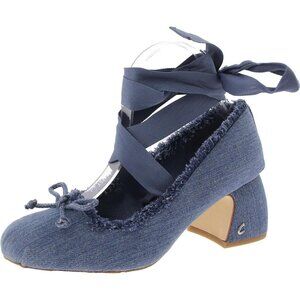 Circus by Sam Edelman Womens Blue Fringe Fabric Block Heel Della Lace-up Pump